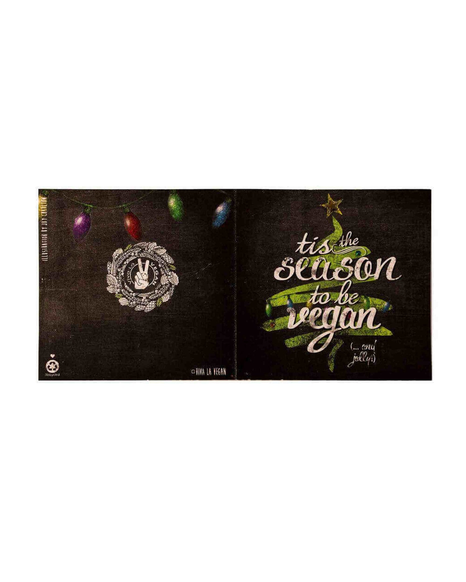 Christmas Greetings Card: Tis The Season To Be Vegan (Black)