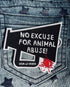 No Excuse for animal abuse embroidered patch. Megaphone design in Black, white & red. By Viva La Vegan