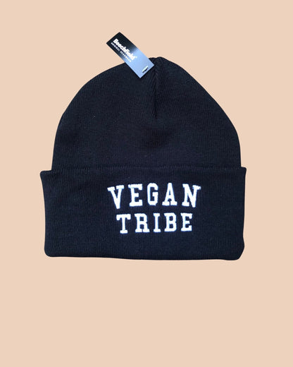 Vegan Tribe beanie. black. one size. By eco-ethical brand Viva La Vegan
