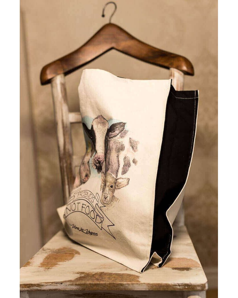 Friends Not Food Natural Organic Canvas 8oz Shopper.