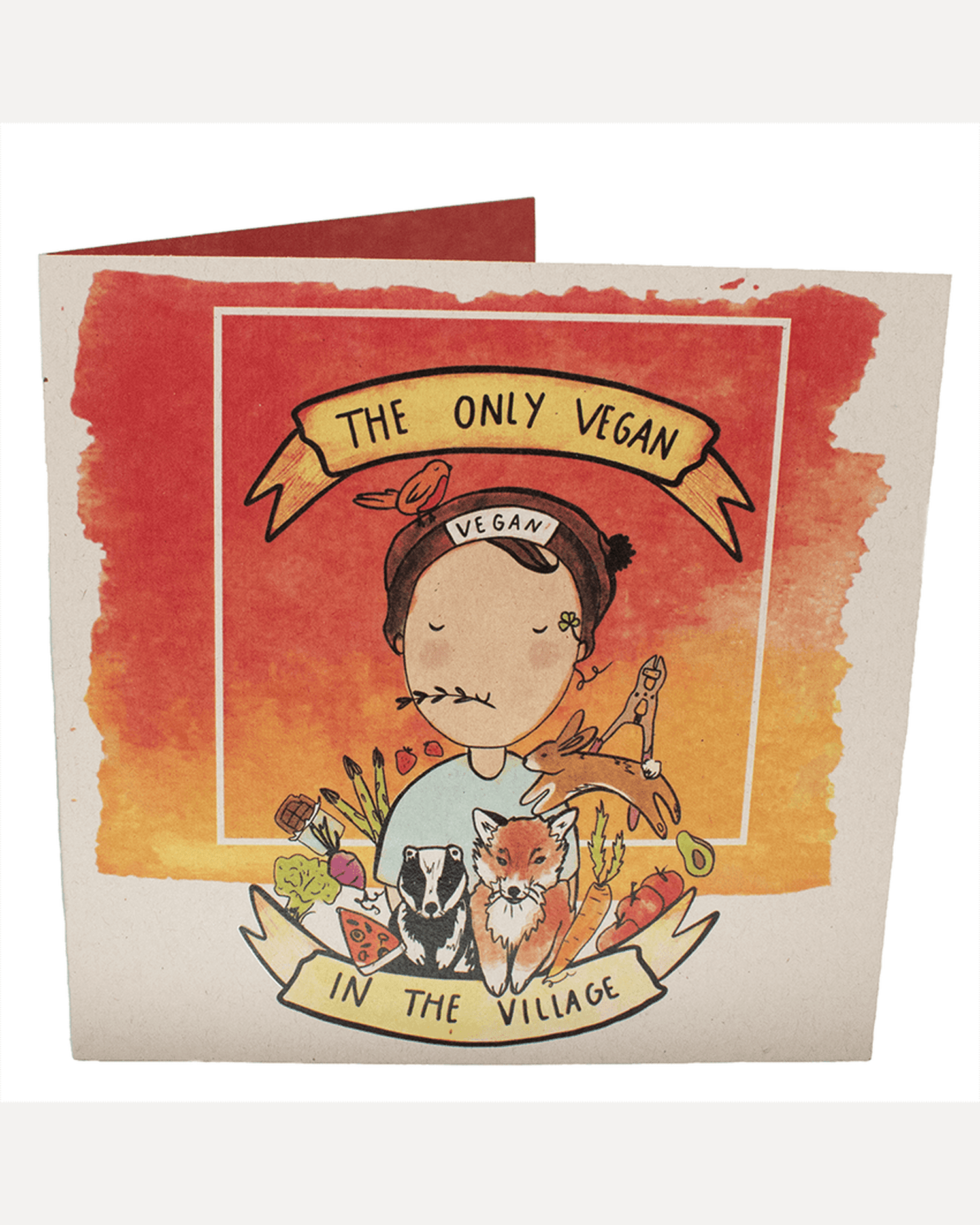 Greetings Card: Only Vegan In The Village