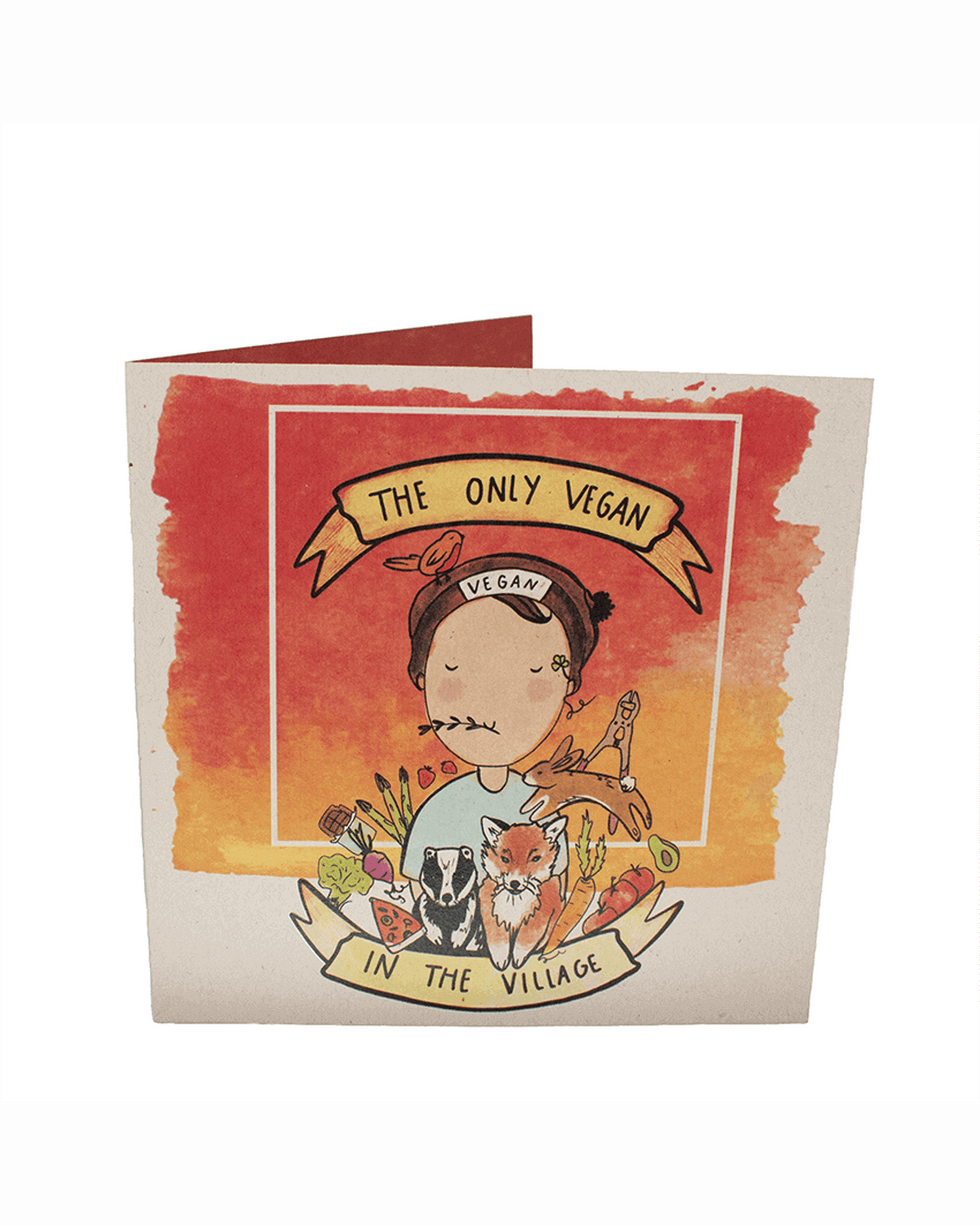 Greetings Card: Only Vegan In The Village