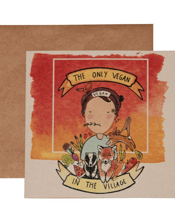 Greetings Card: Only Vegan In The Village