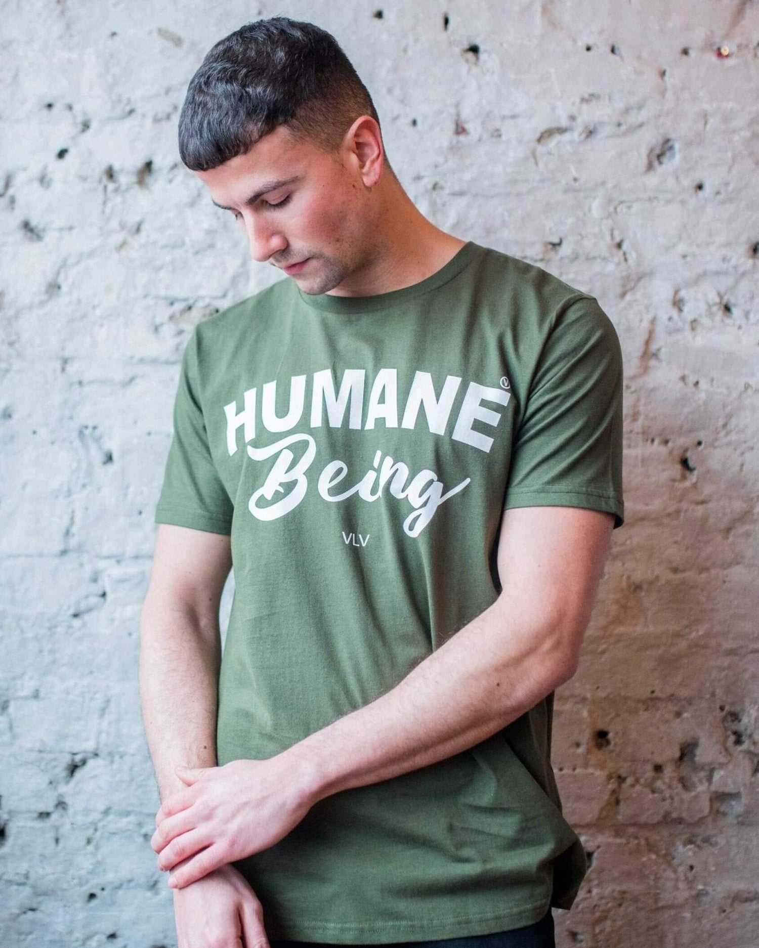 humane being green t shirt (gender-men)