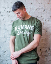 humane being green t shirt (gender-men)