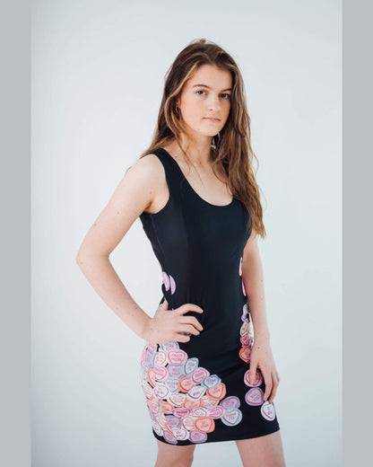 Joaquin Phoenix inspired vegan love hearts dress