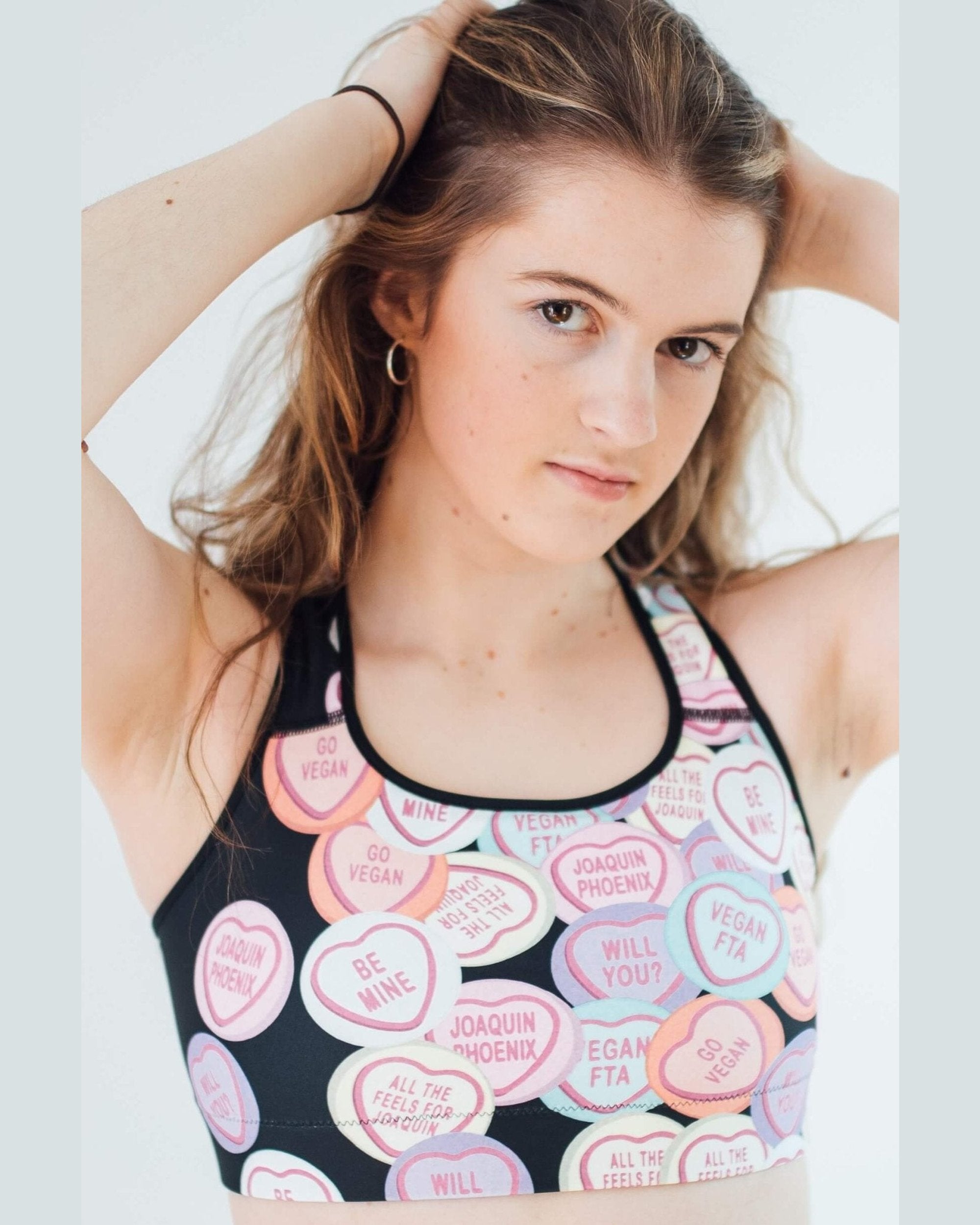 Joaquin Phoenix love hearts sport bra