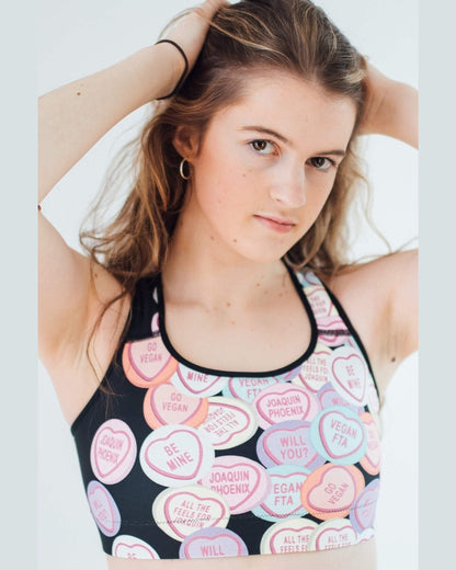 Joaquin Phoenix love hearts sport bra