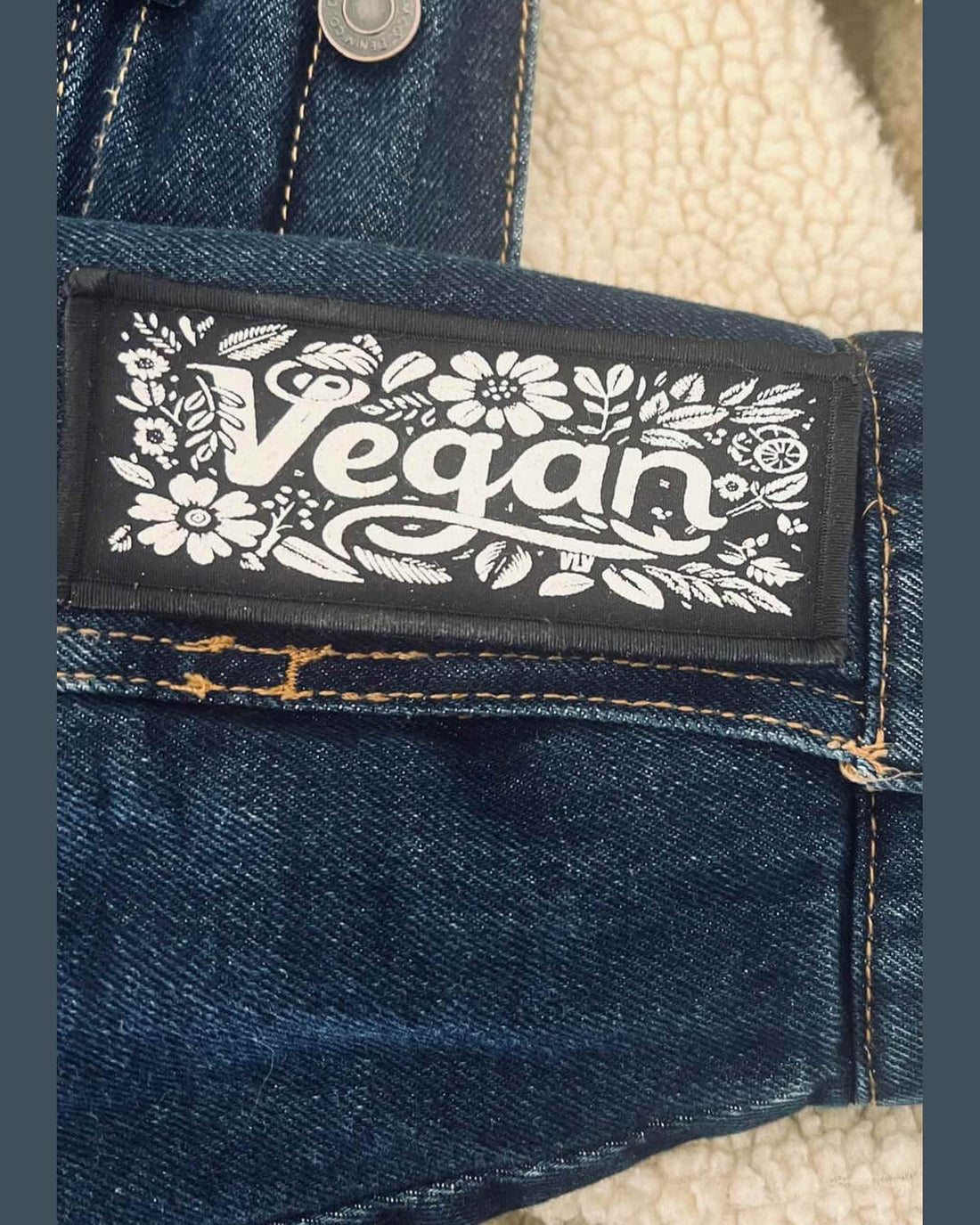 Premium Printed Patch Rectangle - Floral Vegan (iron on)