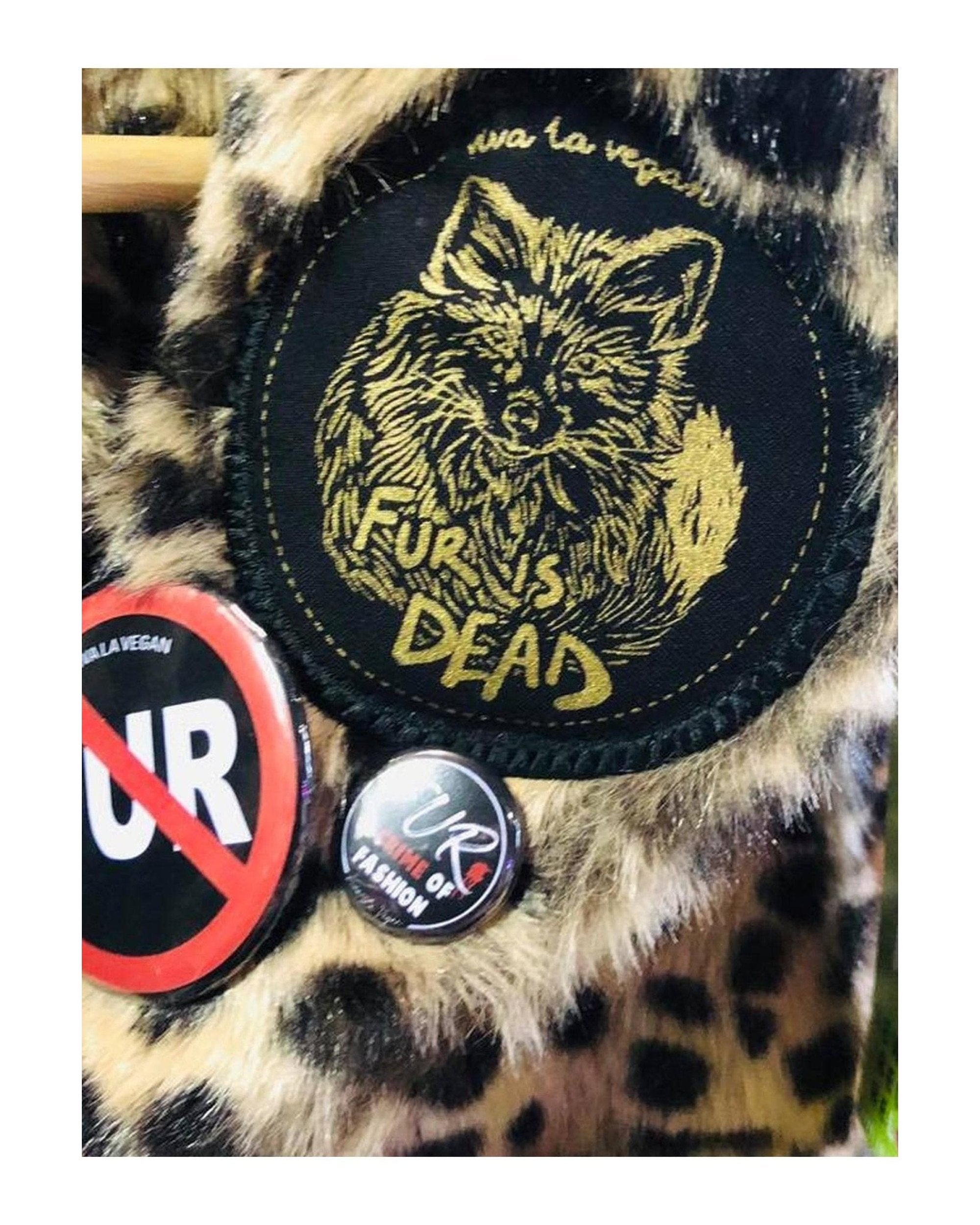 Fur is dead premium patch iron or sew on patch by eco ethical brand Viva La Vegan