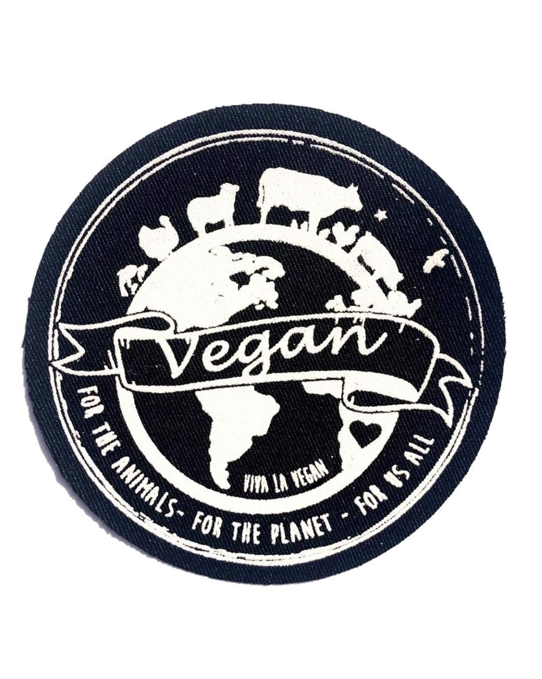 Printed Patch Round - Vegan For everything by eco ethical brand Viva La Vegan
