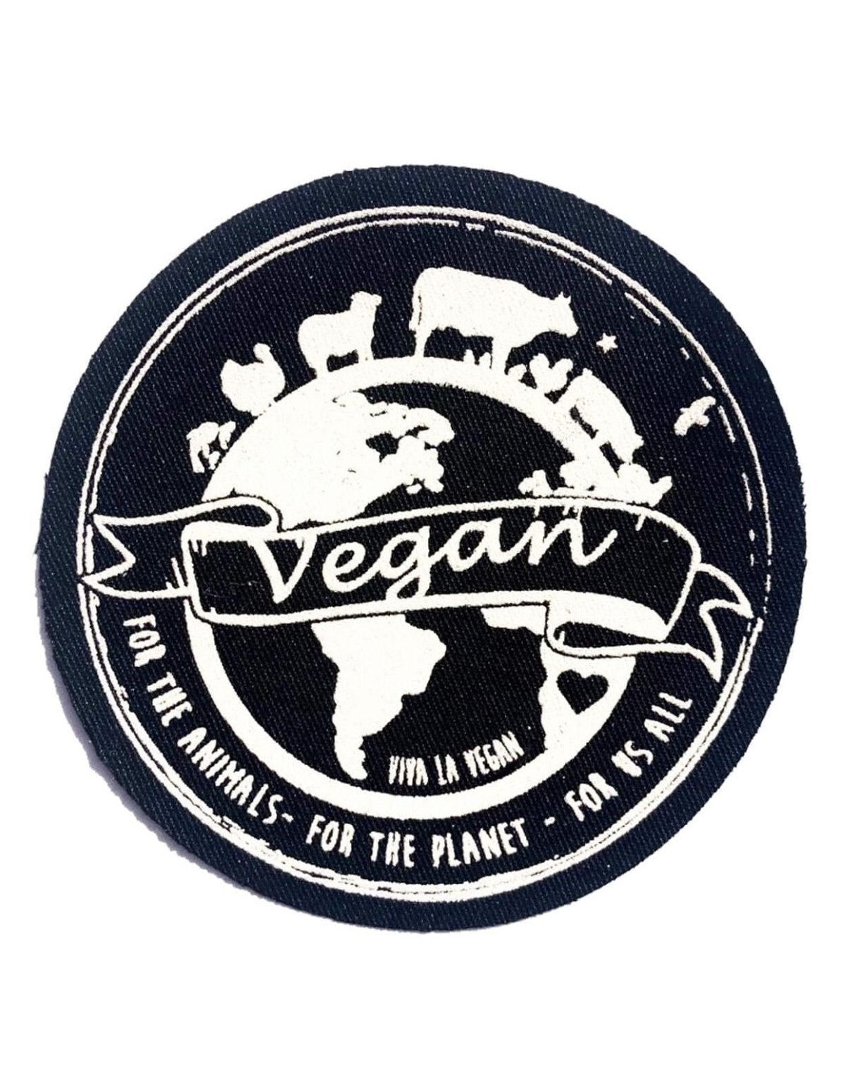 Printed Patch Round - Vegan For everything by eco ethical brand Viva La Vegan