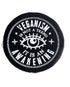 Round black patch with white print with the words - Veganism is not a trend it is an awakening. by Eco-ethical brand Viva La Vegan
