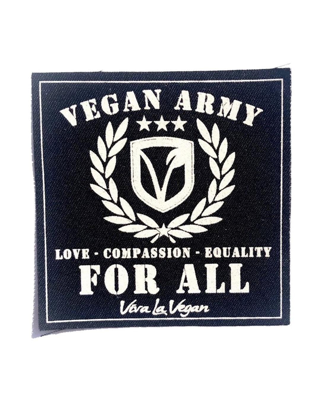 Vegan Army printed sew on patch by eco ethical brand Viva La Vegan