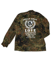 REWORKED VLVV: Army Surplus Camo : Vegan Army (unisex) White by eco-ethical brand Viva La Vegan