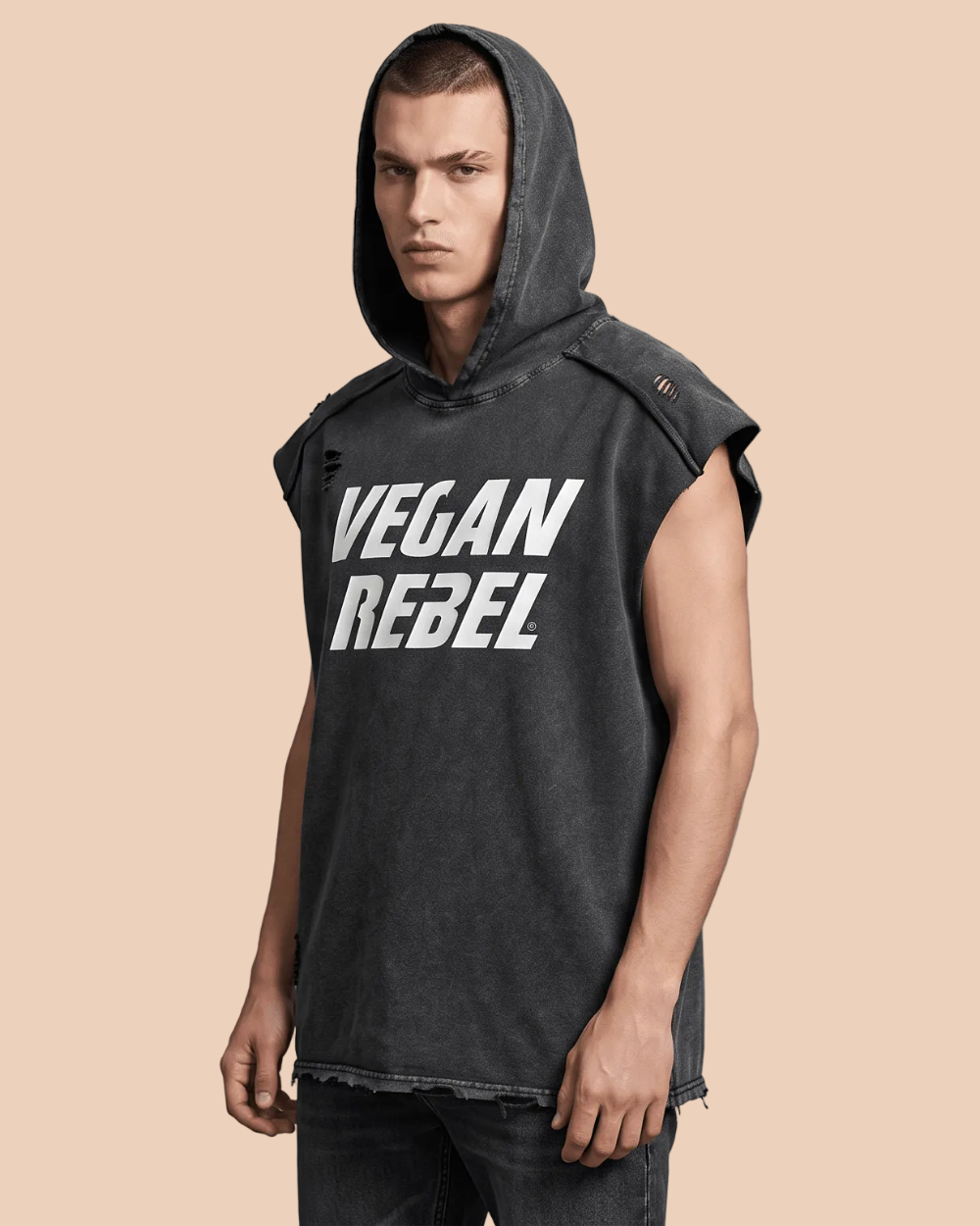 Snow Washed Boxy Hooded Tank Top