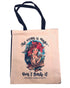 Mermaid bag with contrast black handles and gusset. by eco ethical brand Viva La Vegan