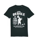 Camp Beagle 2nd anniversary Tshirt black with white print by Viva La Vegan