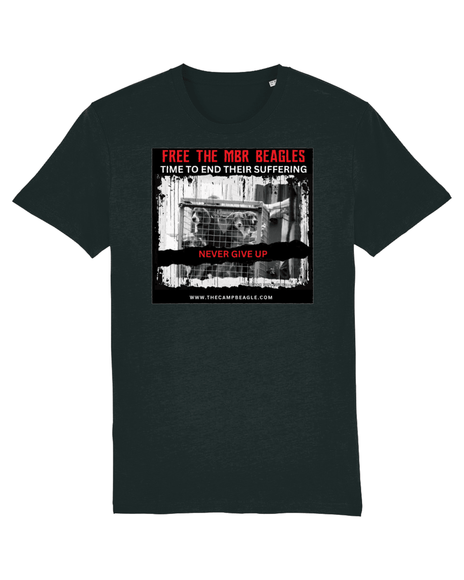 UNISEX CAMP BEAGLE T-Shirt : Never Give Up -Time To End Their Suffering