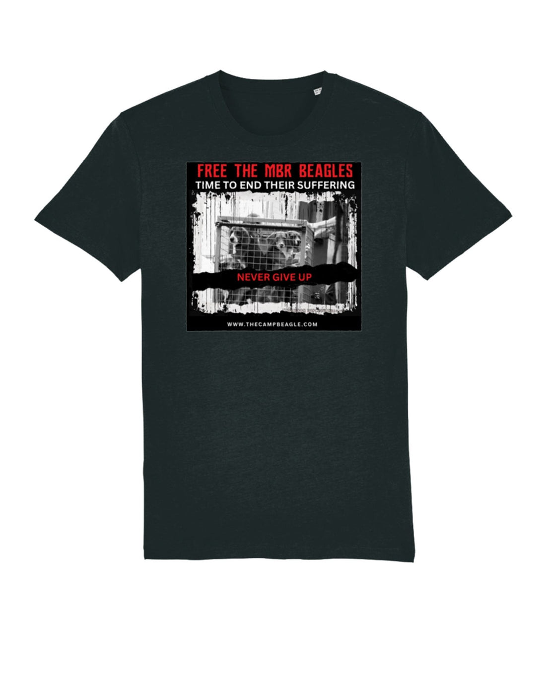 UNISEX CAMP BEAGLE T-Shirt : Never Give Up -Time To End Their Suffering