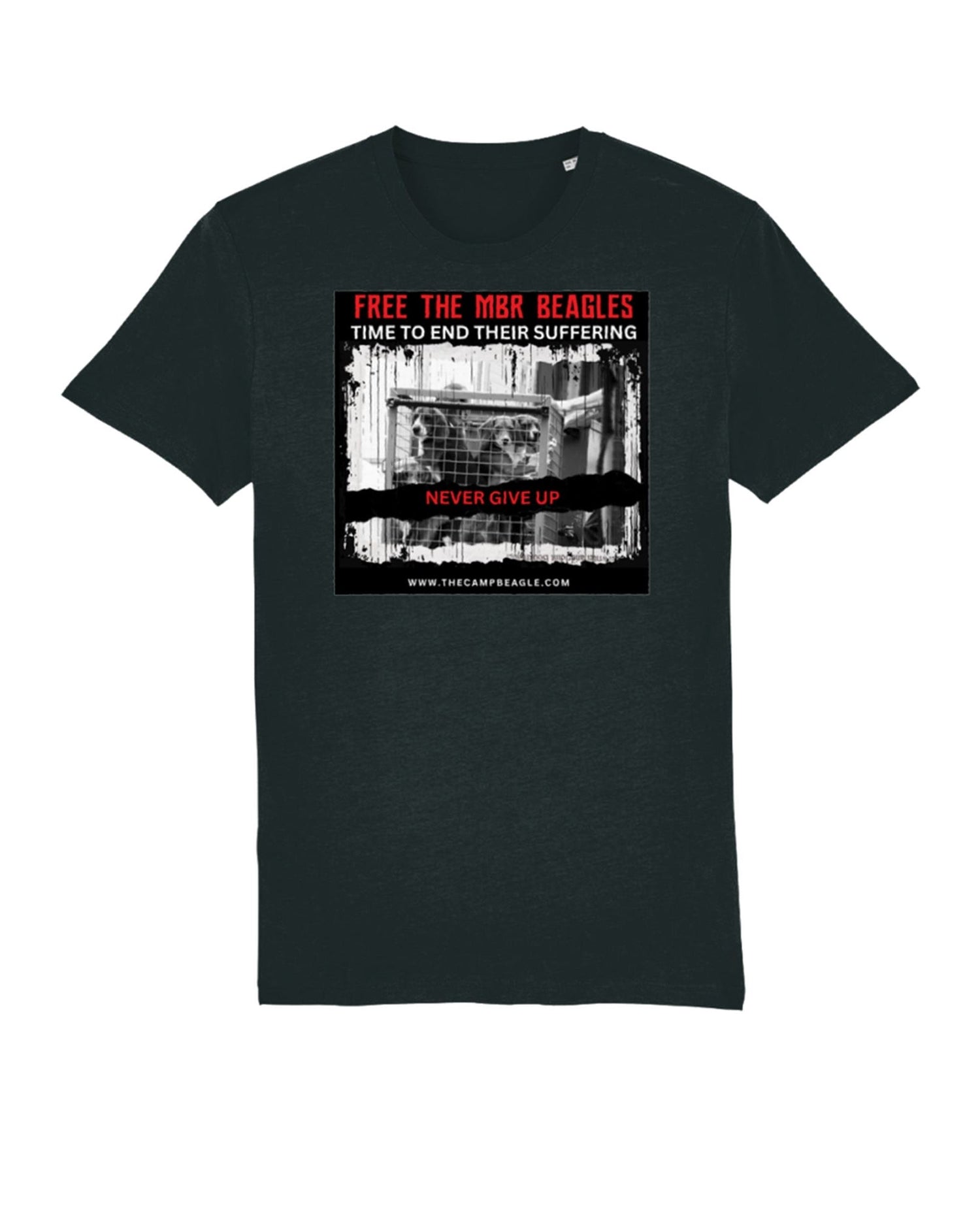 UNISEX CAMP BEAGLE T-Shirt : Never Give Up -Time To End Their Suffering