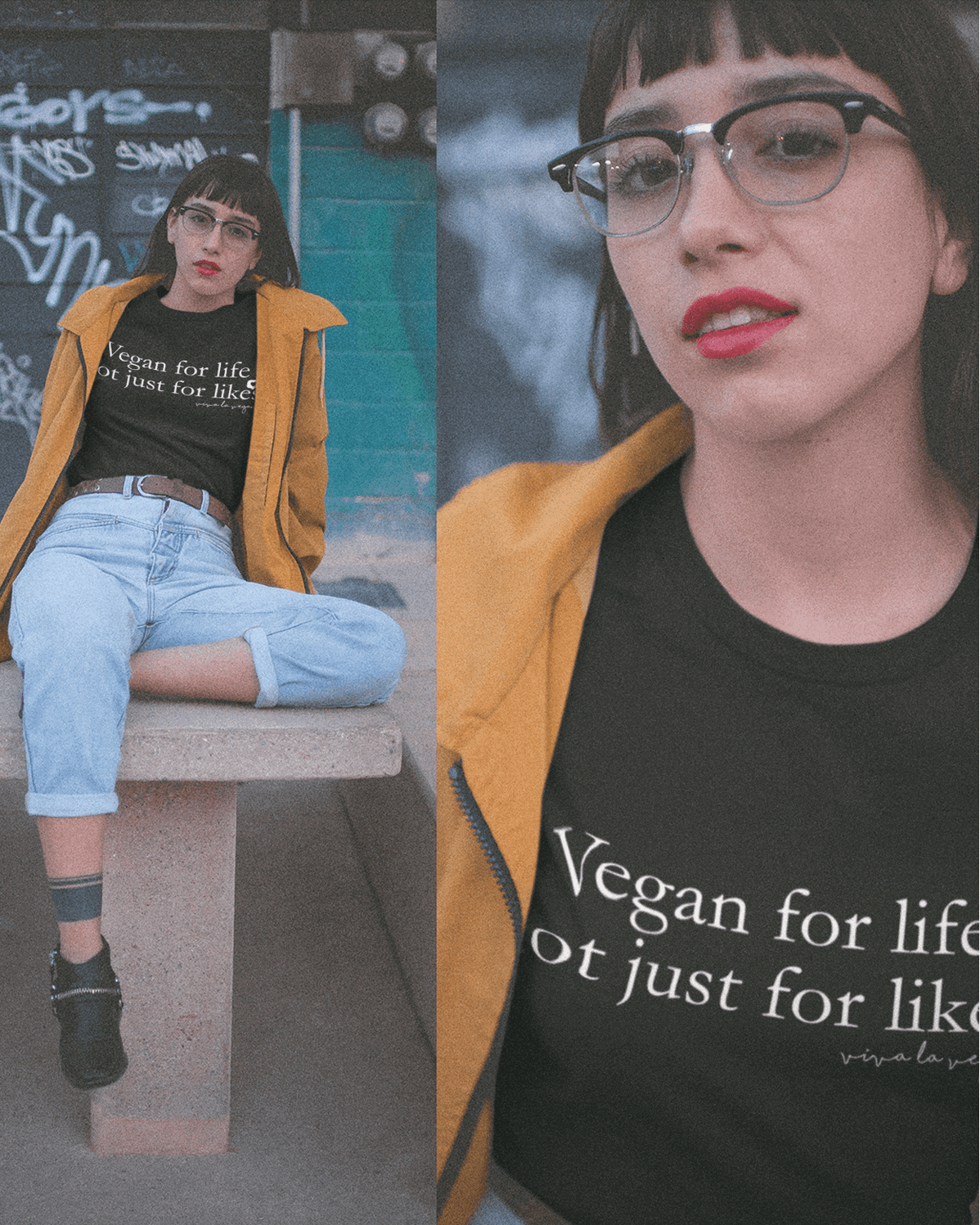 Unisex Tshirt : Vegan for life - Not for likes BLACK