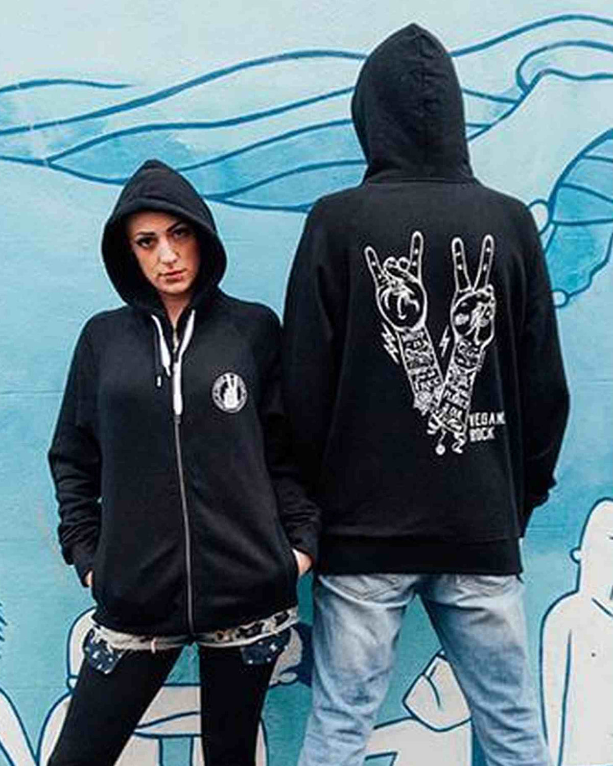 UNISEX Zip Through Hoodie : Vegans Rock