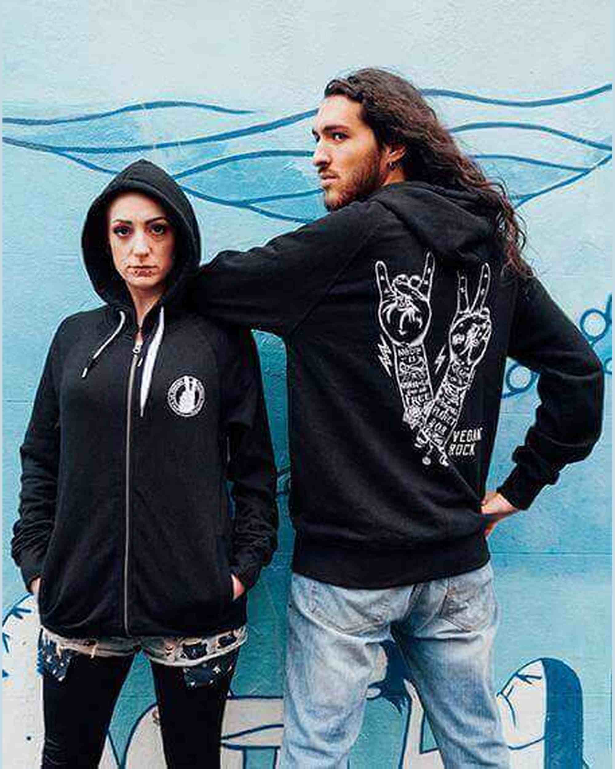 UNISEX Zip Through Hoodie : Vegans Rock