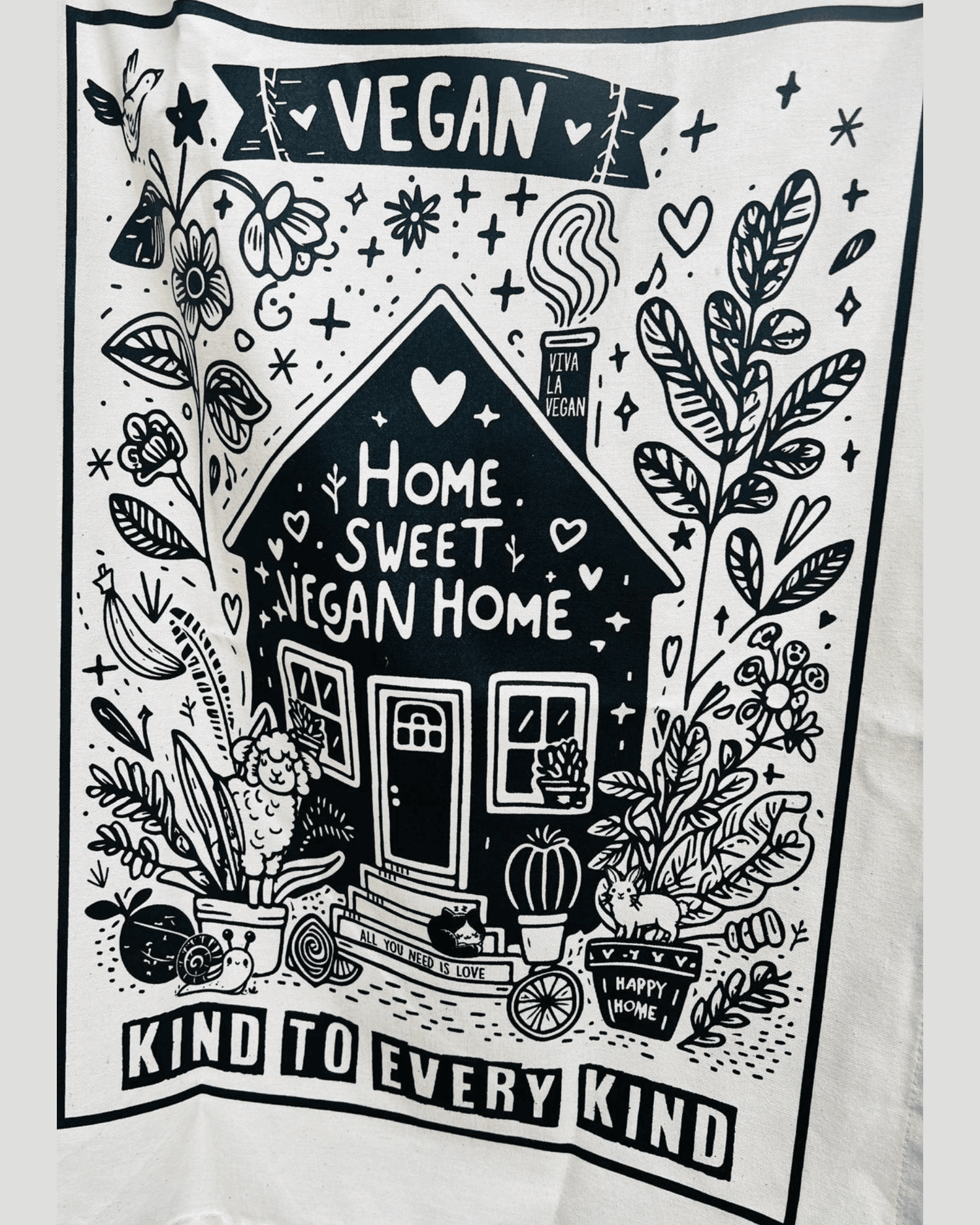 Home Sweet Vegan Home Teatowel Close Up