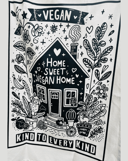 Home Sweet Vegan Home Teatowel Close Up