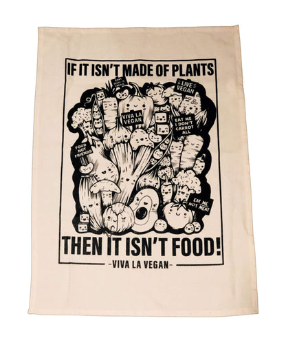 Vegan Tea Towel. 100% cotton. Vegetable print by eco-ethical brand Viva La Vegan