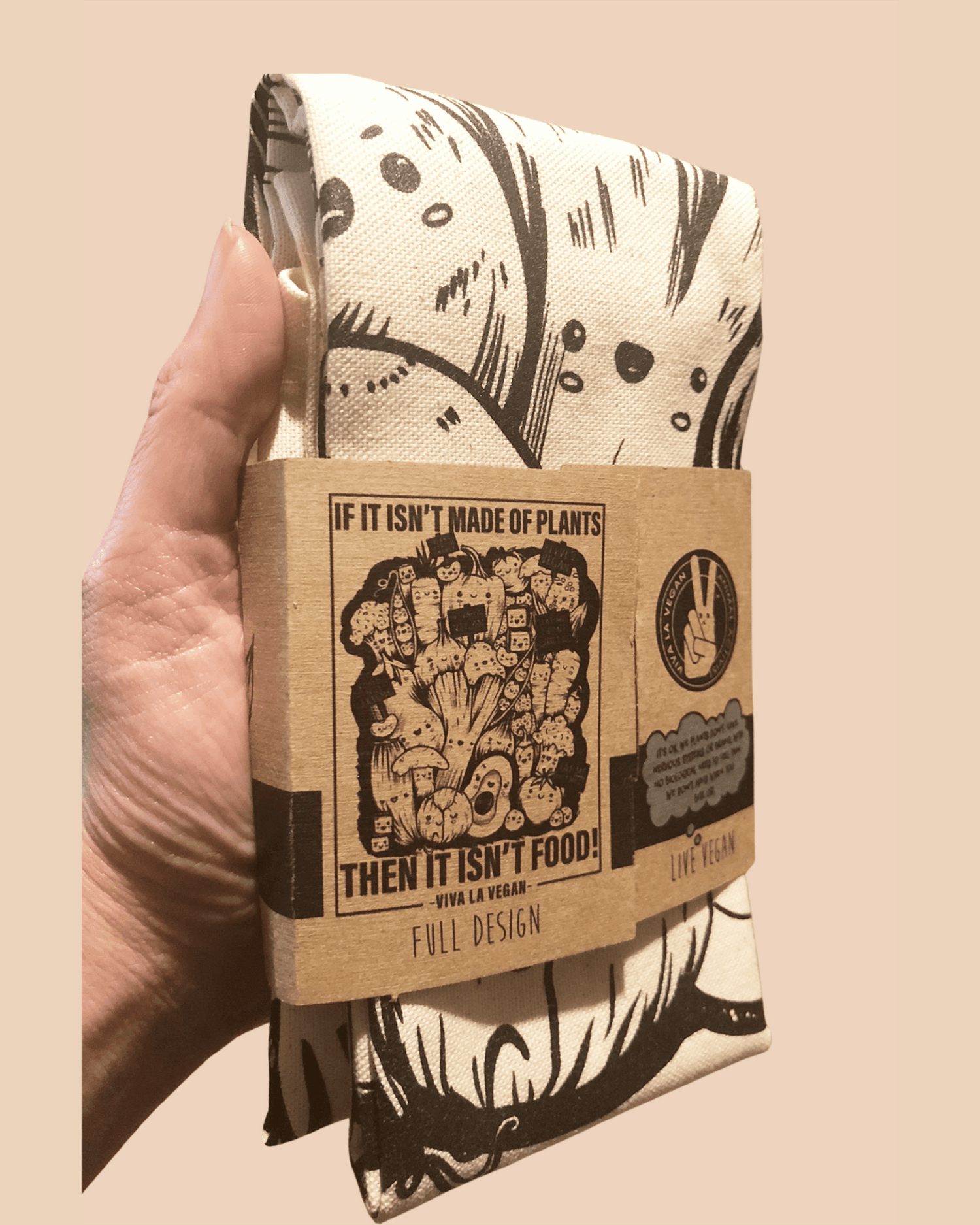 Packed vegan Tea Towel. 100% Cotton Cotton by eco-ethical brand Viva La Vegan