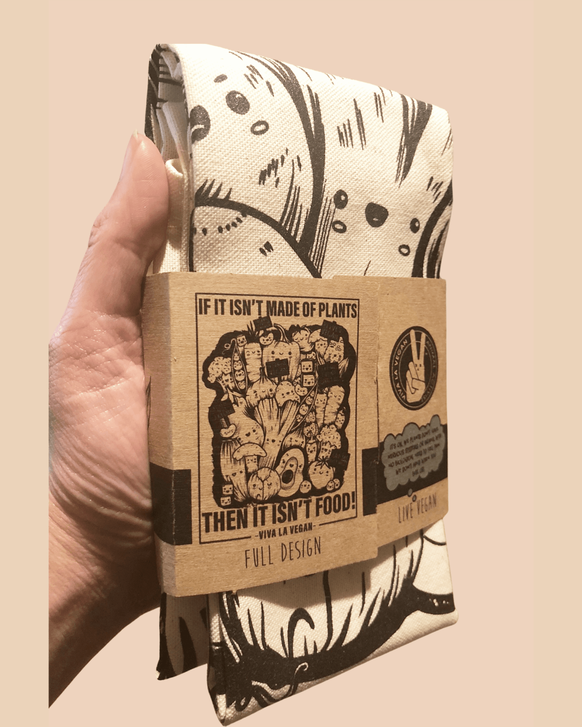 Packed vegan Tea Towel. 100% Cotton Cotton by eco-ethical brand Viva La Vegan
