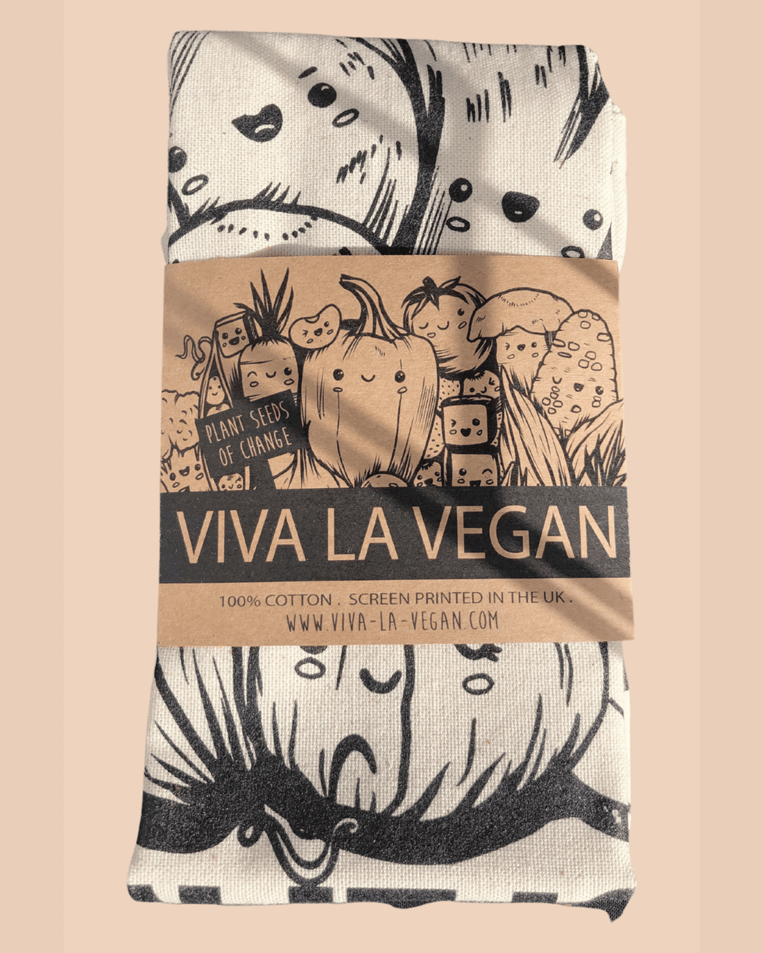 Packed vegan Tea Towel. 100% Cotton Cotton by eco-ethical brand Viva La Vegan