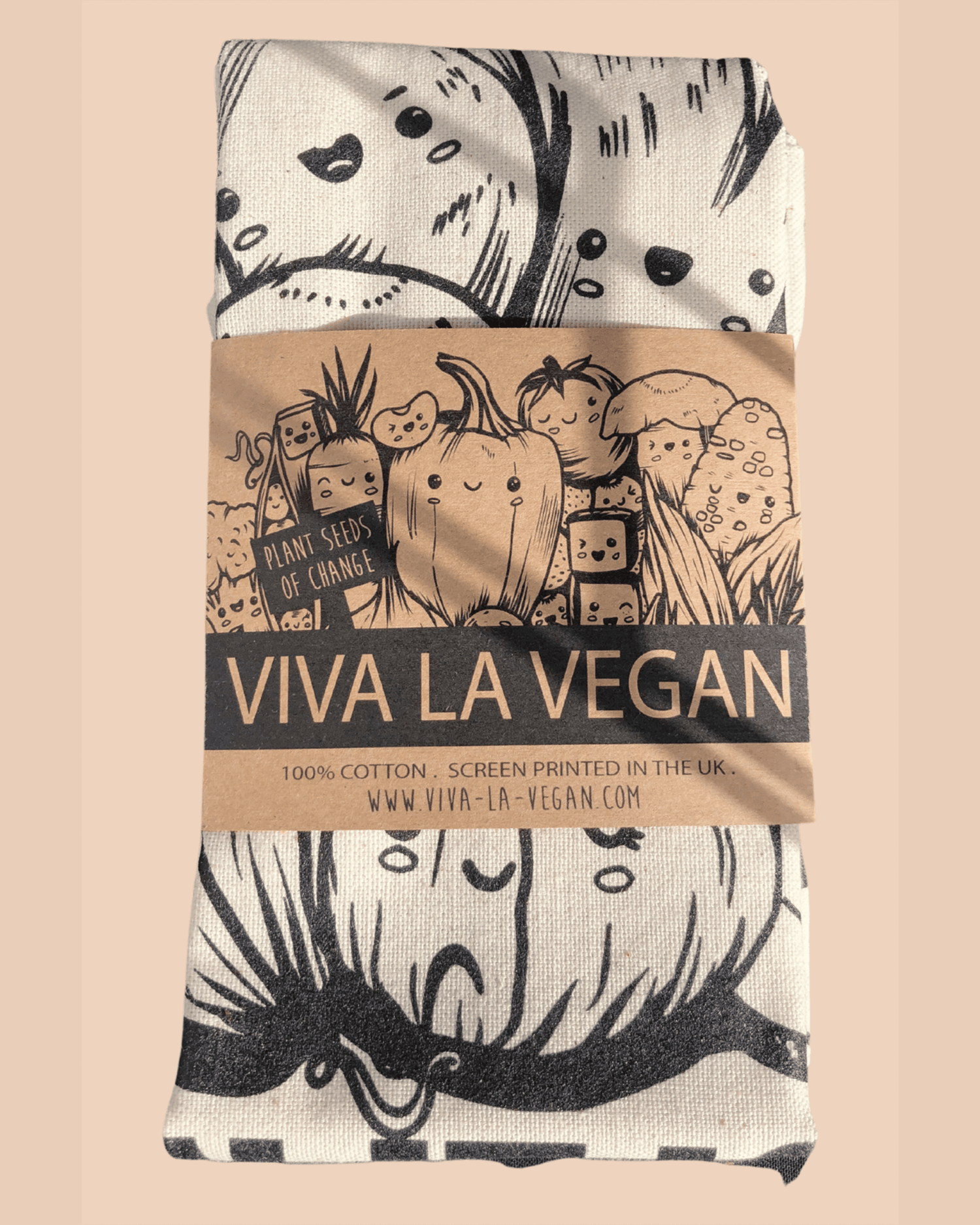 Packed vegan Tea Towel. 100% Cotton Cotton by eco-ethical brand Viva La Vegan