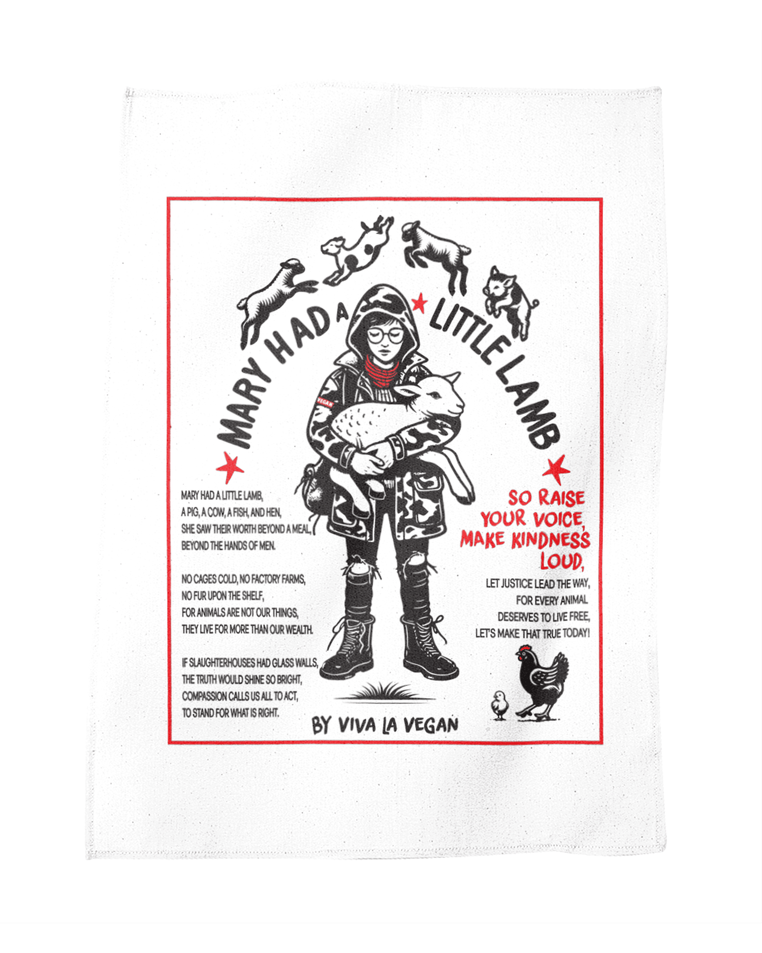 Vegan Tea Towel : Inspired By Mary Had A little lamb