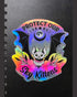 Sky Kittens holographic sticker on a black note book. by eco ethical brand Viva La Vegan