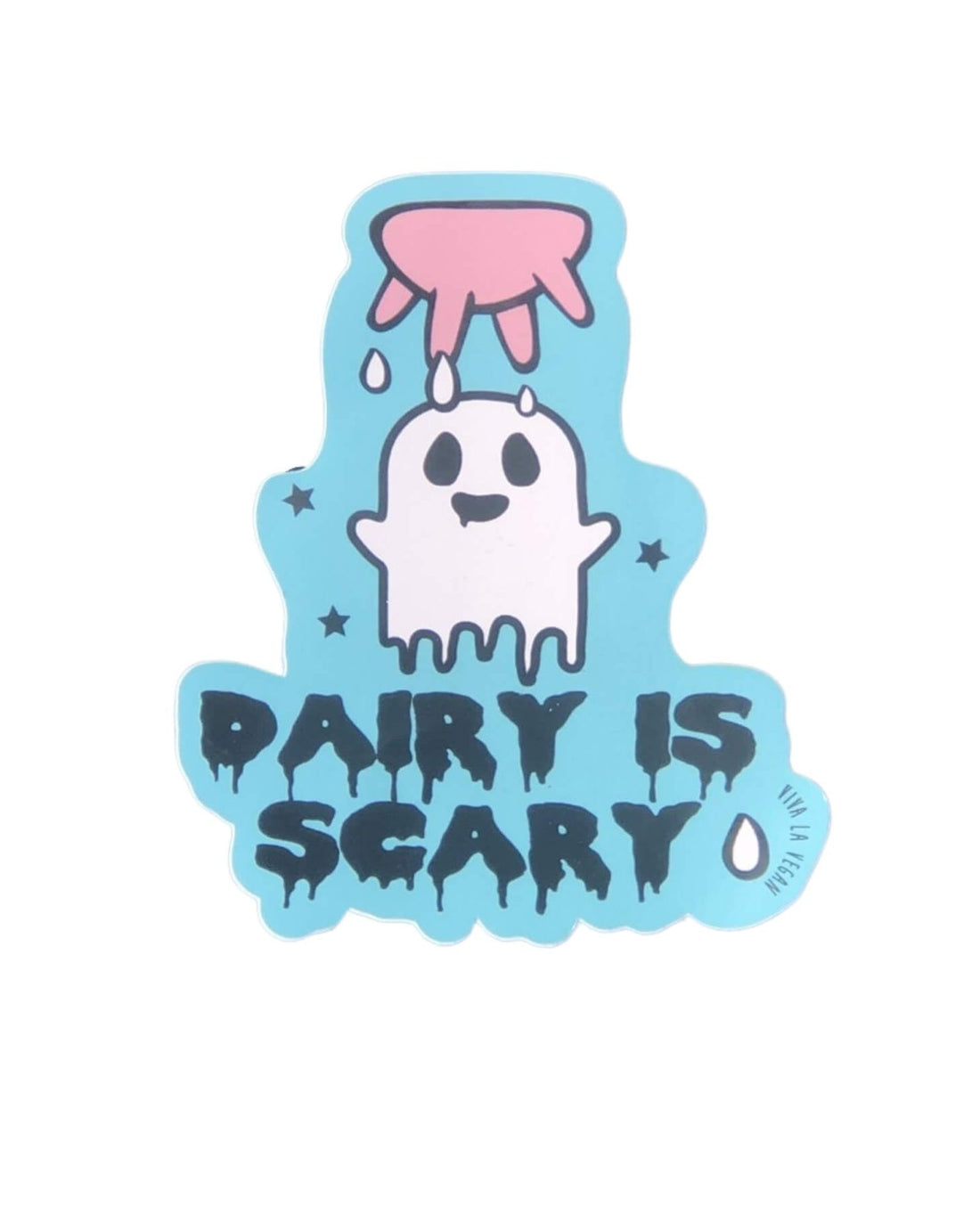 Vinyl Vegan Sticker - Dairy Is Scary by eco ethical brand Viva La Vegan