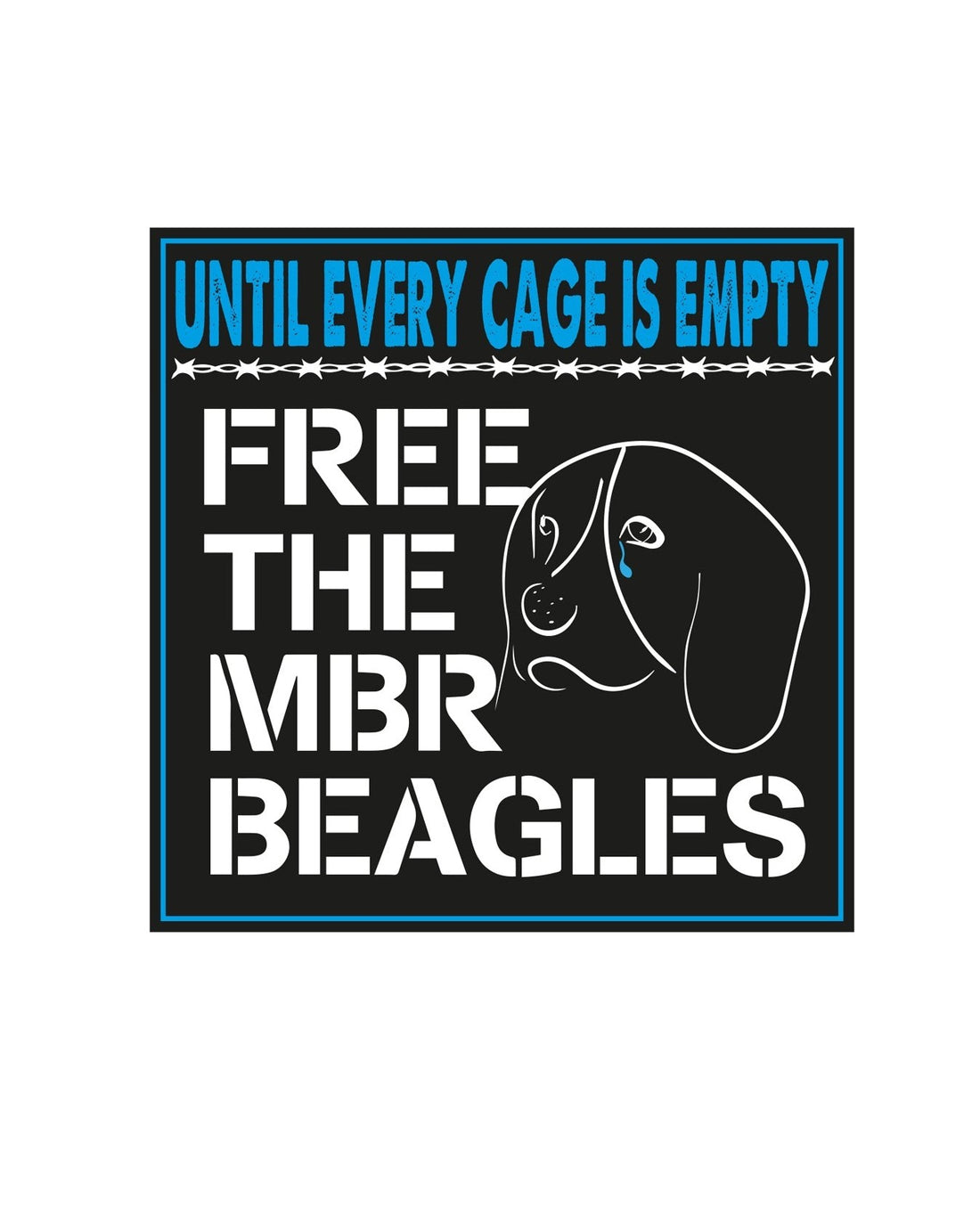 Free The MBR Beagles. Until Every Cage Is Open Vinyl Sticker