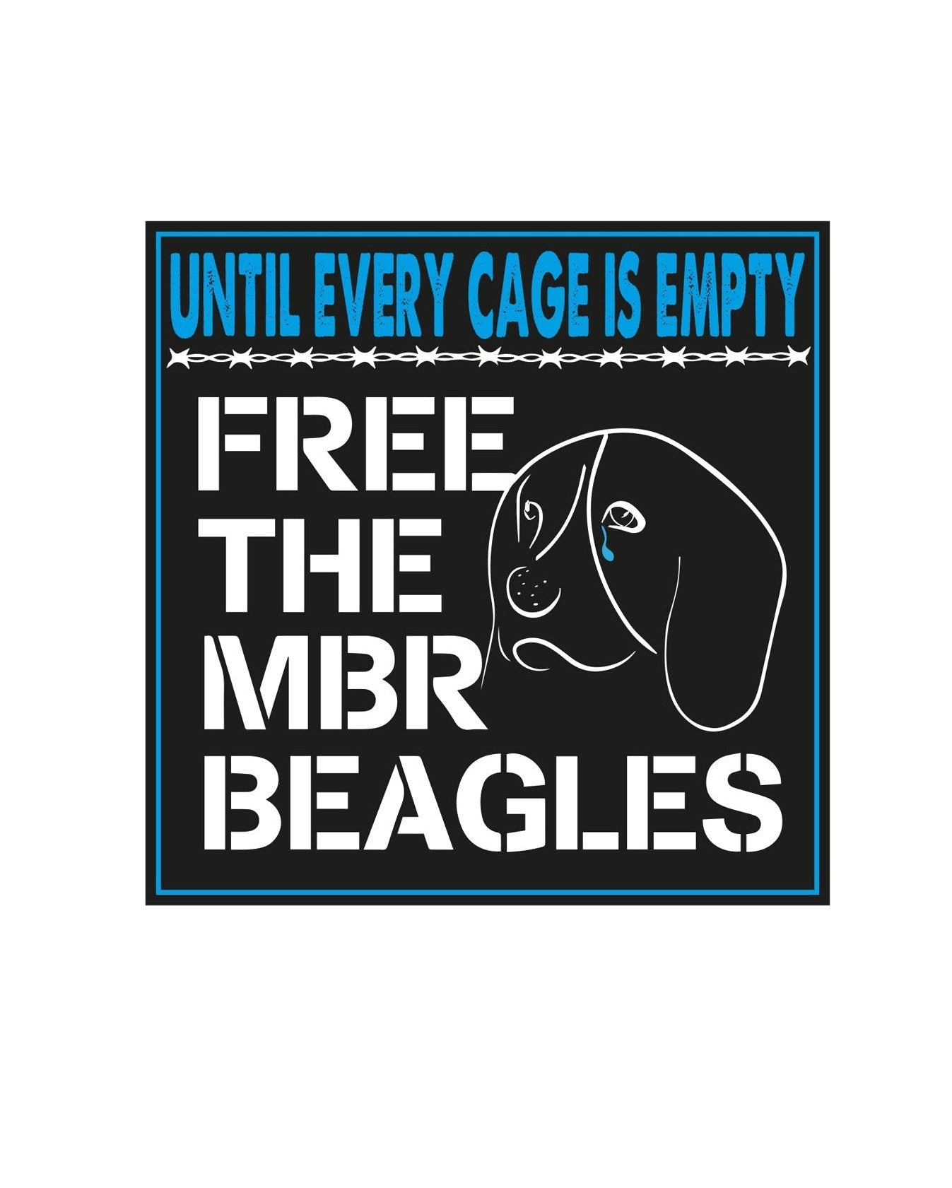 Free The MBR Beagles. Until Every Cage Is Open Vinyl Sticker