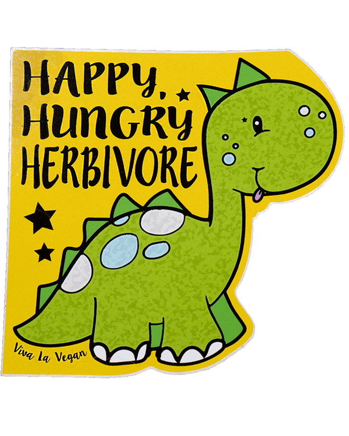 Vinyl Vegan Sticker - Happy Hungry Herbivore