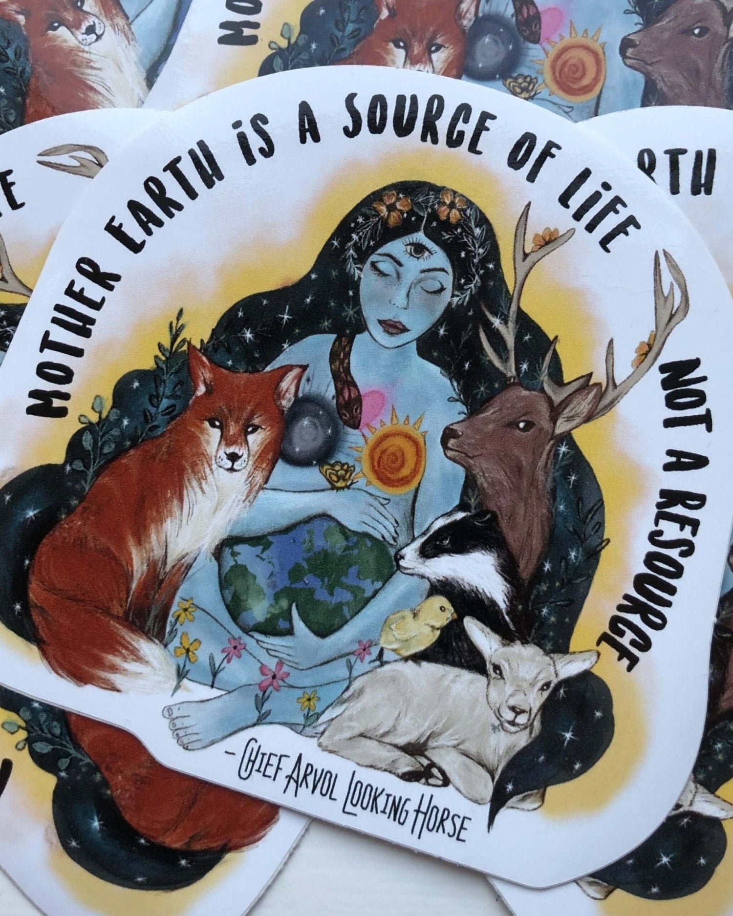 Vinyl Vegan Sticker - Mother Earth is a Source Of Life