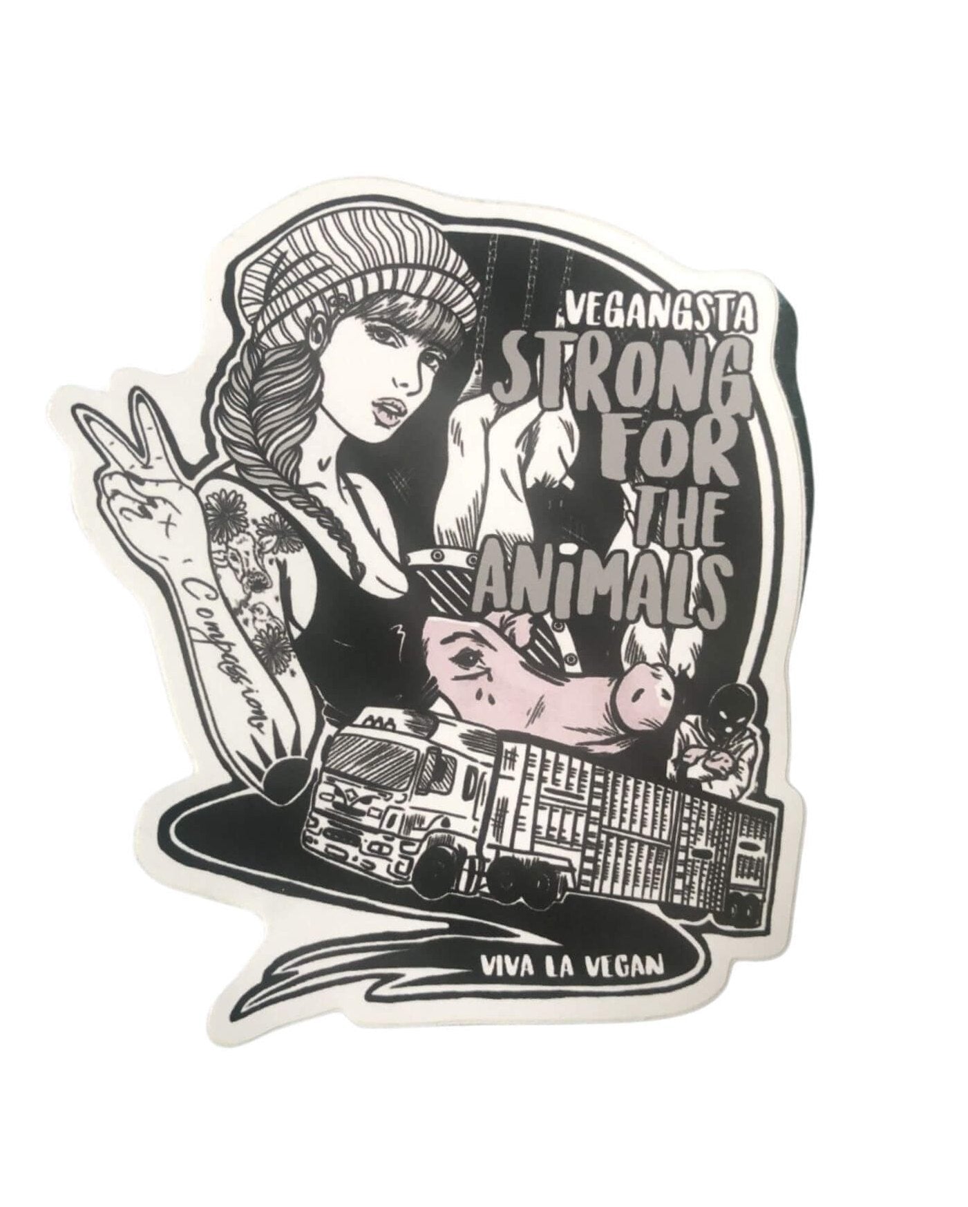 Vinyl Vegan Sticker - Strong For The Animals