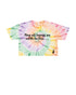 Cute colourful tie dye organic tshirt with slogan print -May all beings on earth be free