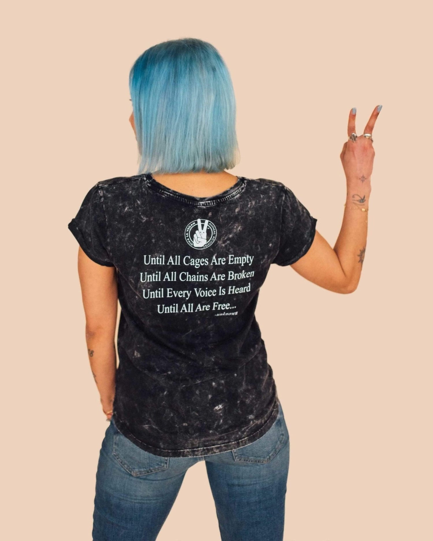 break the cycle vegan t shirt back