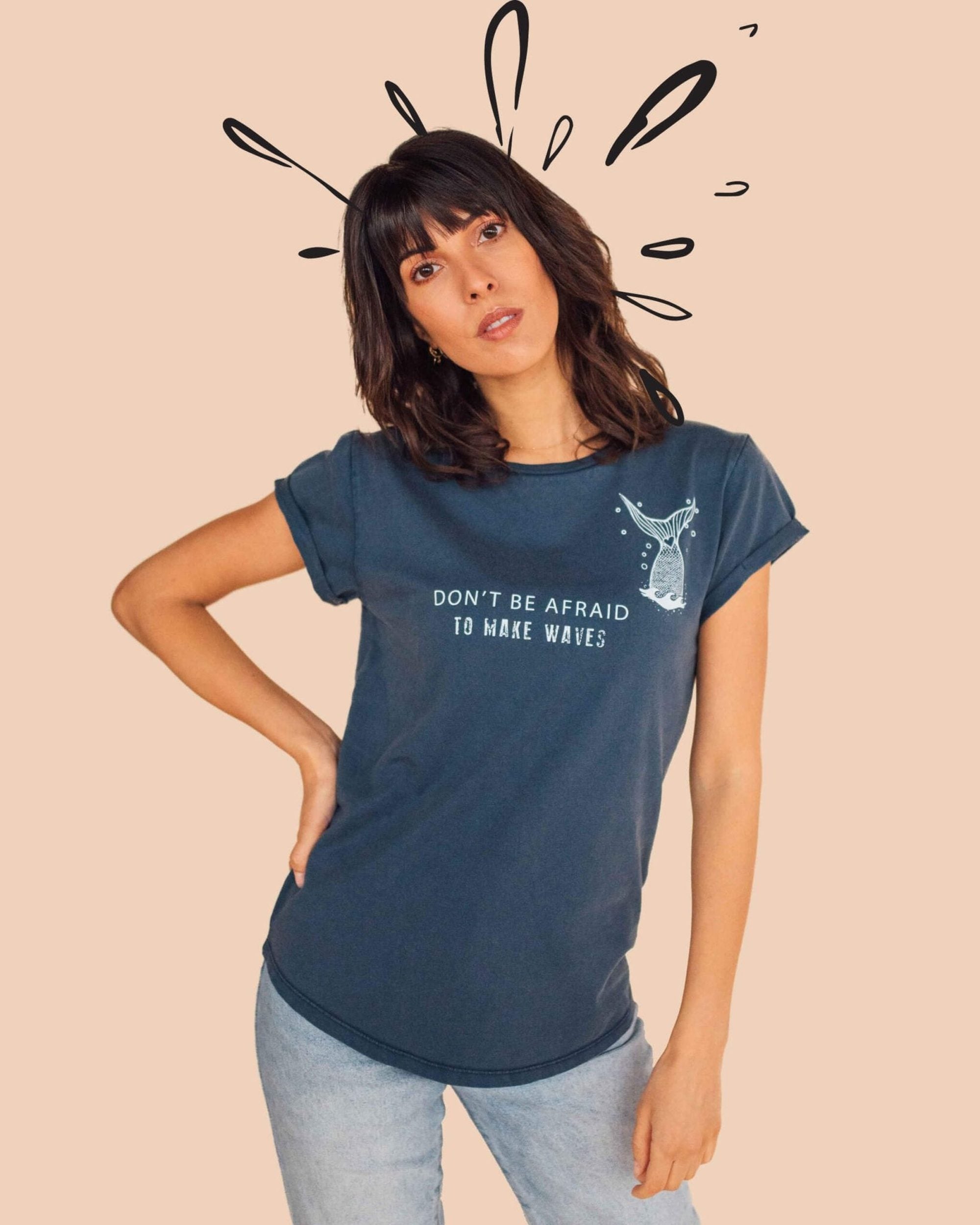Model wearing the eco-ethical brand Viva La Vegan&