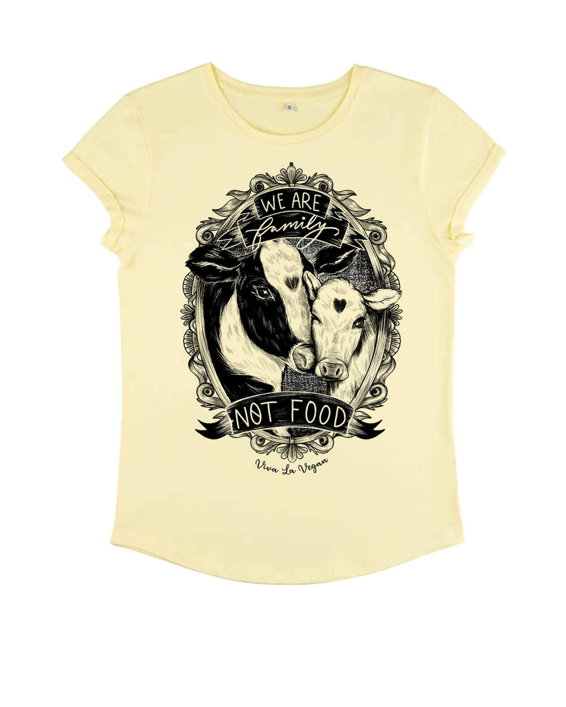 Family Not food Tshirt in Pale Lemon by Viva La Vegan