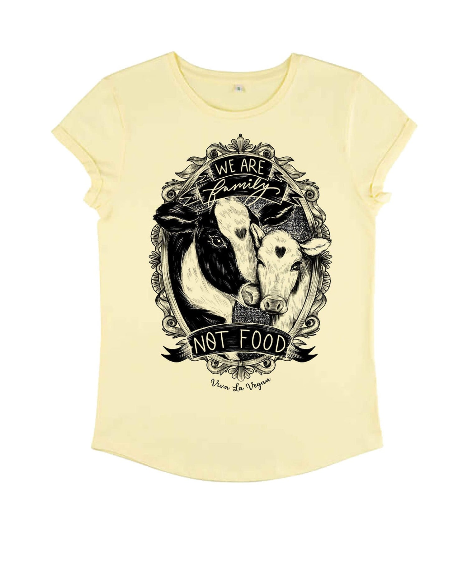 Family Not food Tshirt in Pale Lemon by Viva La Vegan