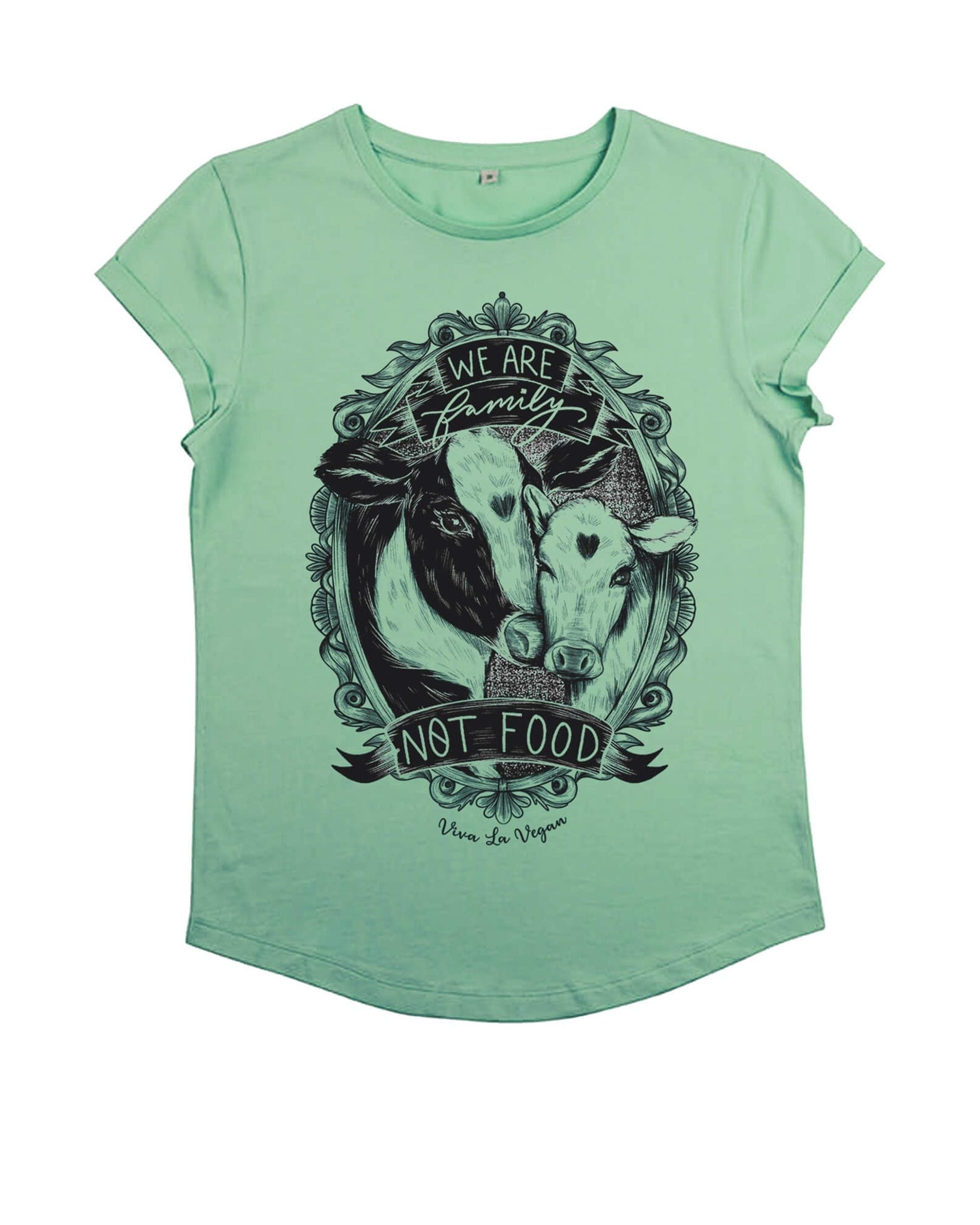Family Not food Tshirt in Mint Green by Viva La Vegan