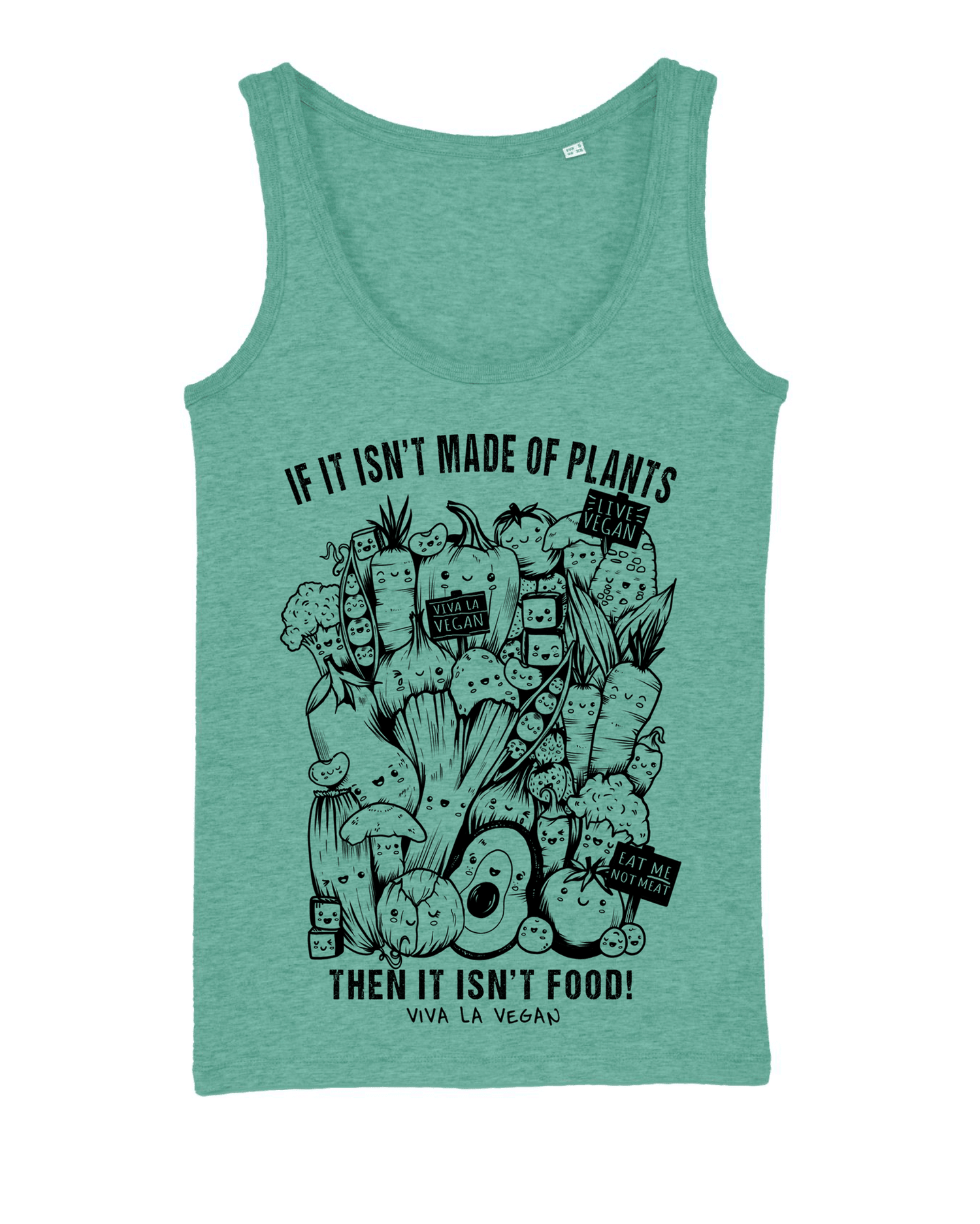 Mid heather green vest with a black print - If it isn&